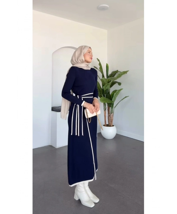 Bağlamalı Triko Elbise