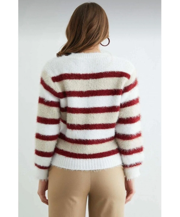 Kadın Sakallı Triko V Yaka Kazak (Yumuşak Tuşe) standart Beden