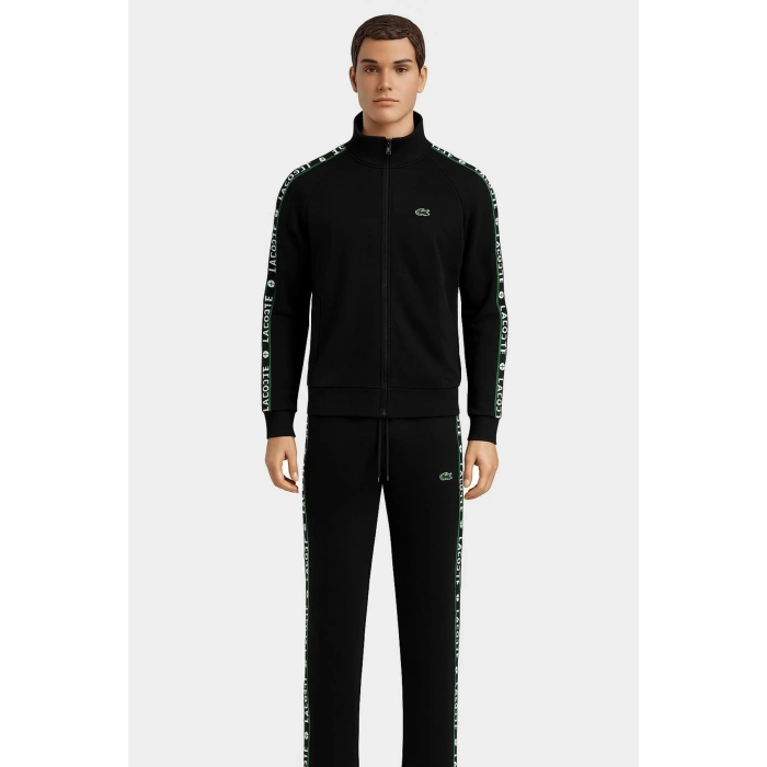 Omuz ve Kolları Çizgili Fermuarlı Eşofman Takımı