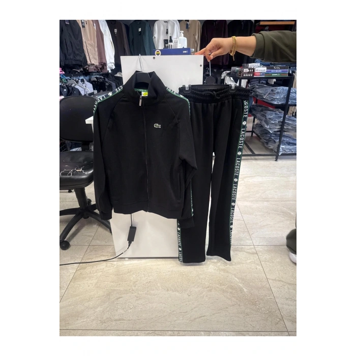 Omuz ve Kolları Çizgili Fermuarlı Eşofman Takımı