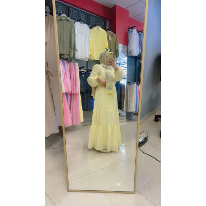 Sarı Astarlı Boydan Elbise