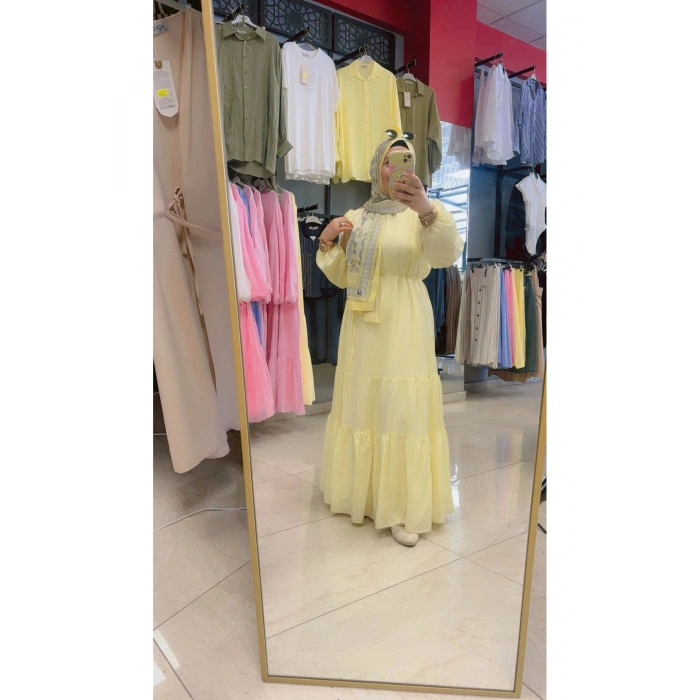 Sarı Astarlı Boydan Elbise