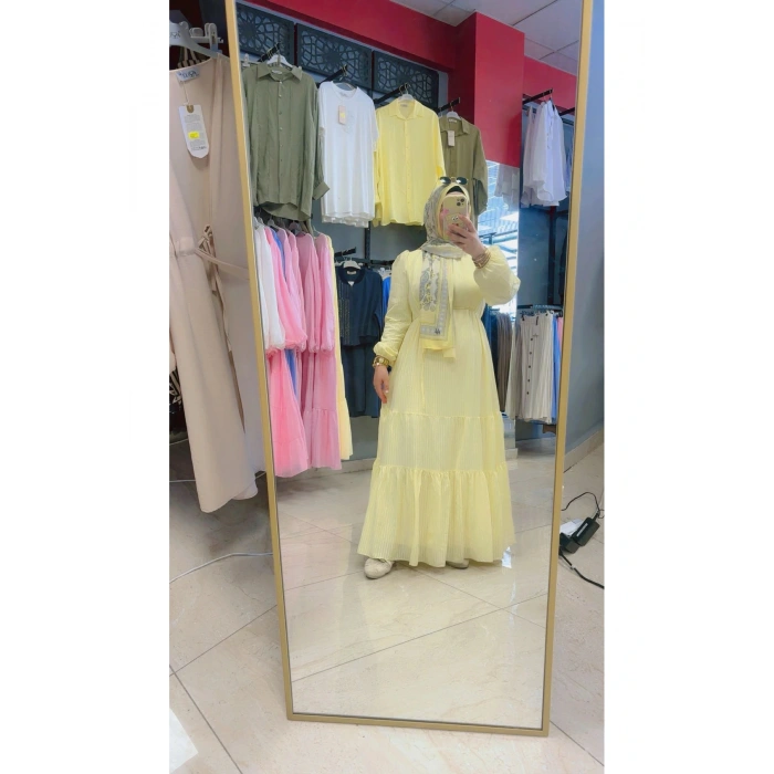 Sarı Astarlı Boydan Elbise