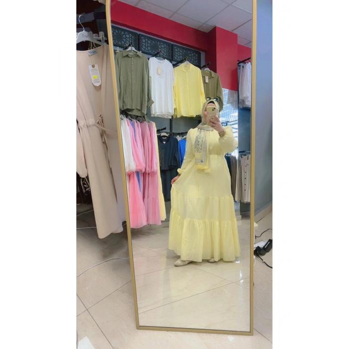 Sarı Astarlı Boydan Elbise