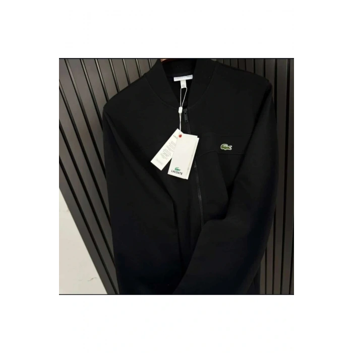 Fermuarlı Sade Renkli Gömlek Yaka Sweat