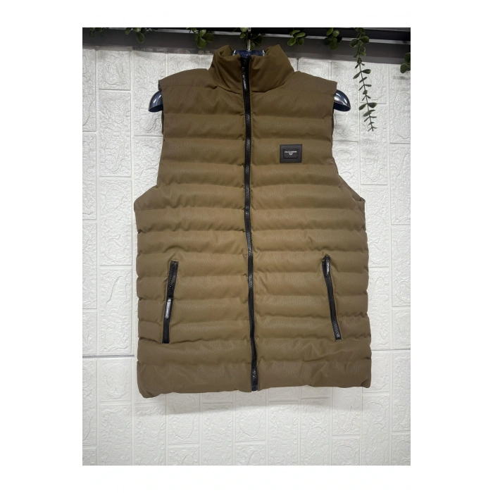 Balıkçı Yaka Fermuarlı ve Cepli Kolsuz Yelek