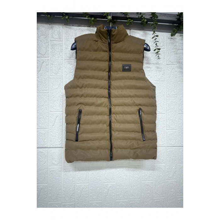 Balıkçı Yaka Fermuarlı ve Cepli Kolsuz Yelek