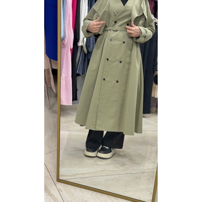 Üstü Ceket Detaylı Elbise Trençkot