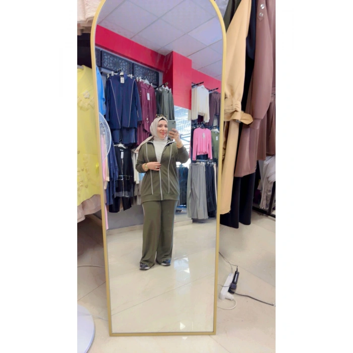 Yanları Çizgili Haki Renk İkili Takım