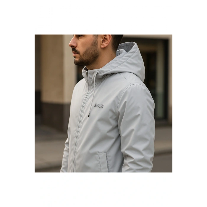 Kapüşonlu Fermuarlı Yağmurluk