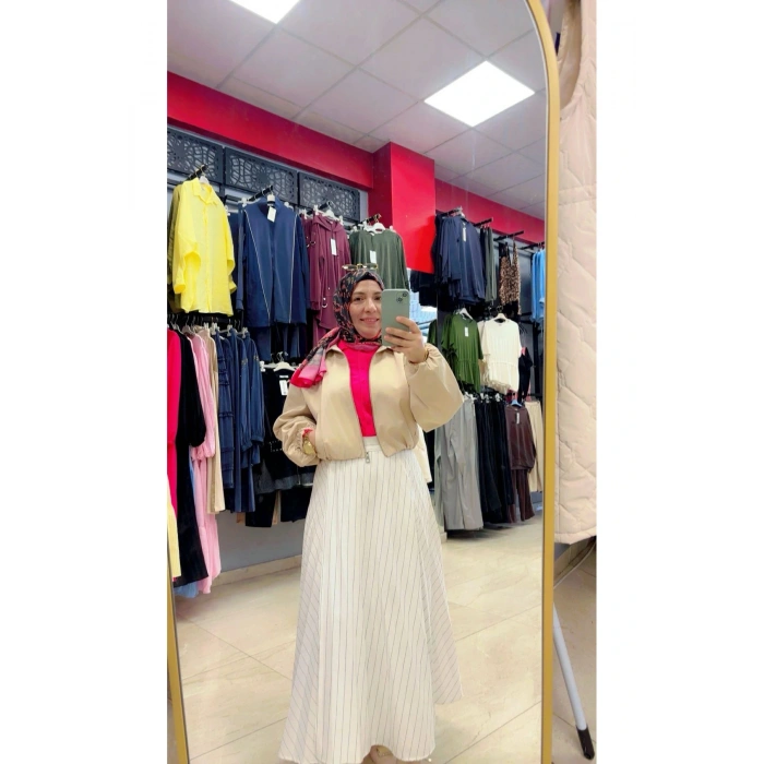 Balon Kollu Crop Mont