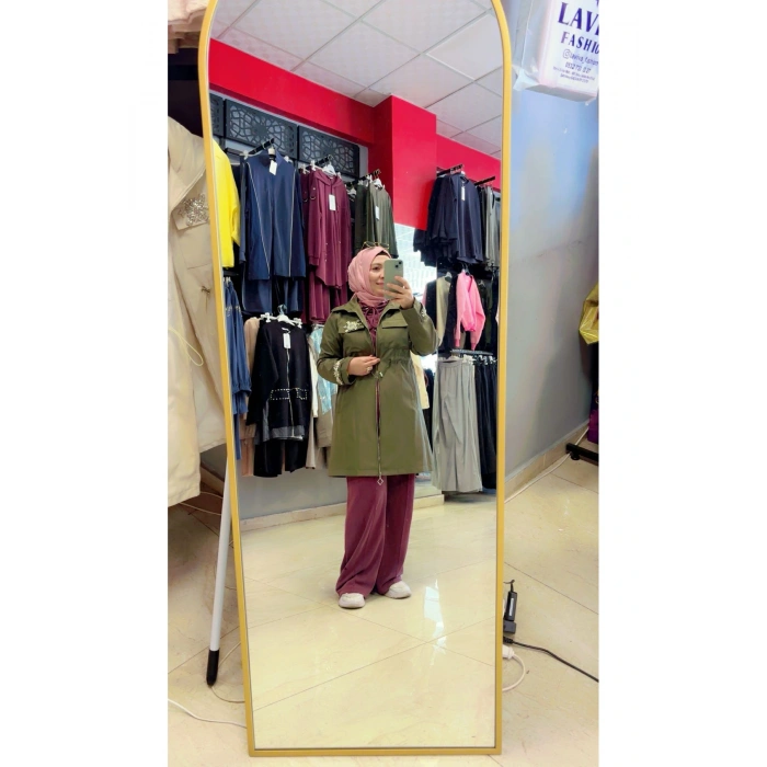 Bronş Detaylı Fermuarlı Trençkot