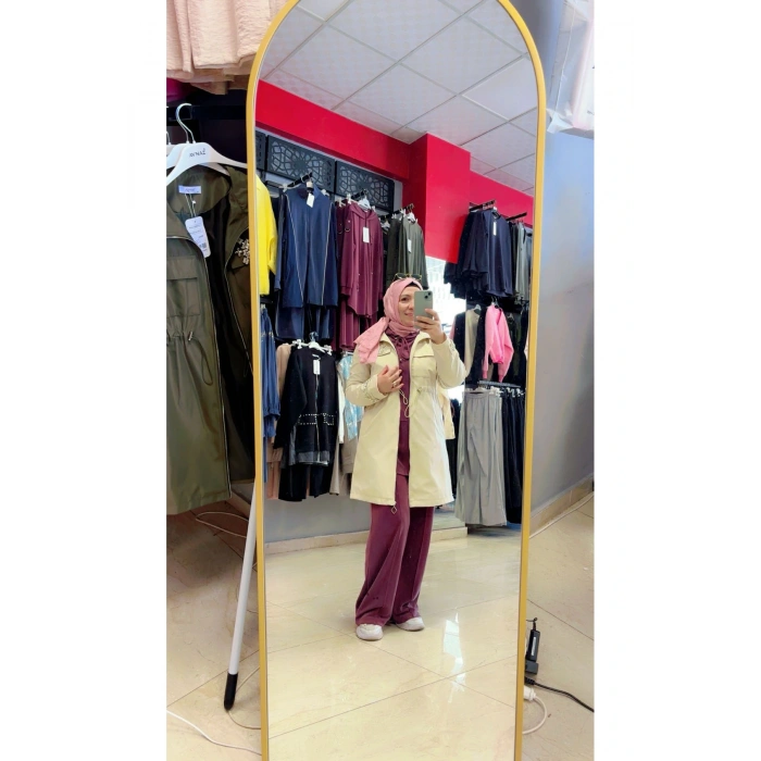 Bronş Detaylı Fermuarlı Trençkot