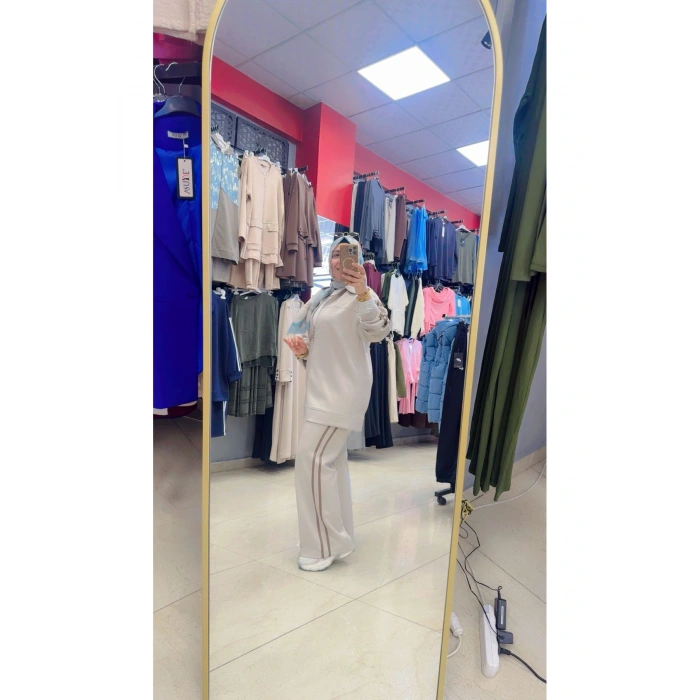 Yanları Çizgili Fermuarlı İkili Takım