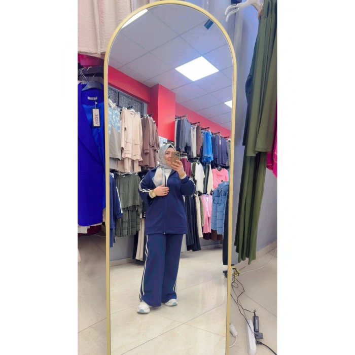 Yanları Çizgili Fermuarlı İkili Takım