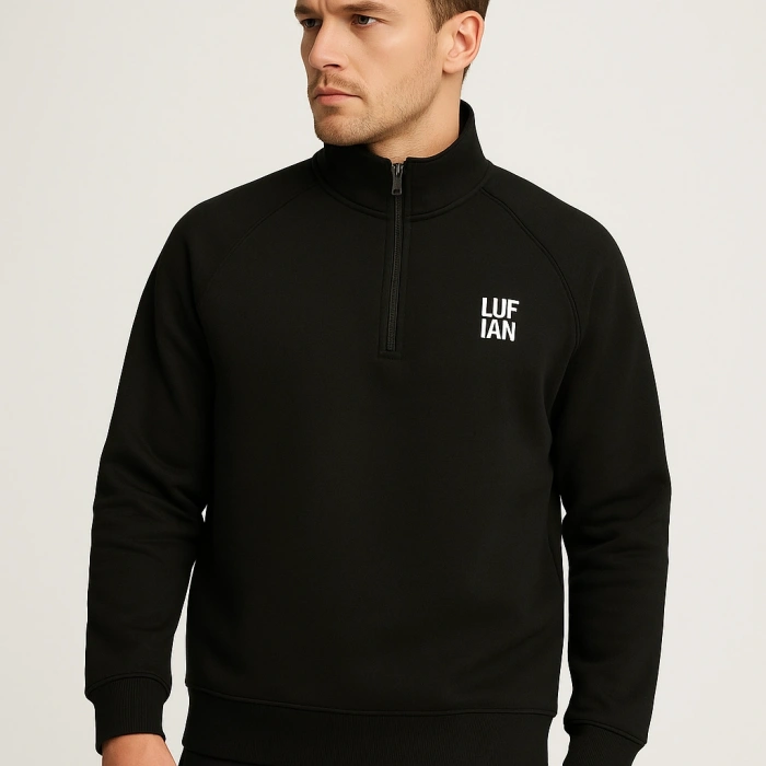 Balıkçı Yaka Fermuarlı Üç İplik Sweatshırt