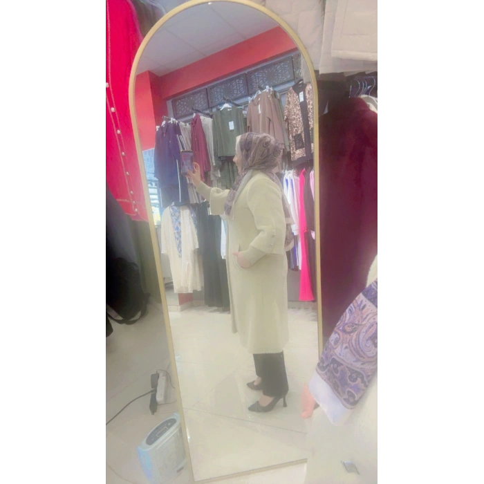 Kaşe Angora Düğmeli Kaban