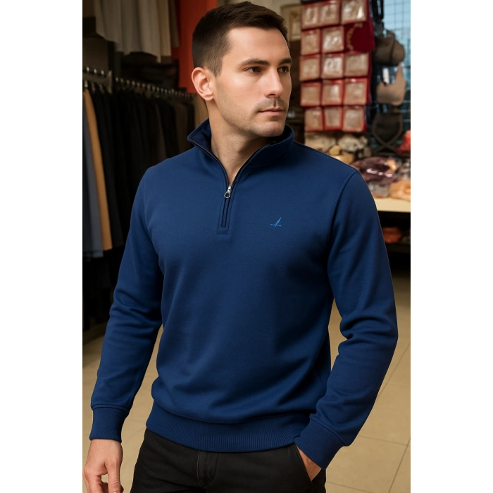 Balıkçı Yaka BC Fermuarlı Sweatshirt