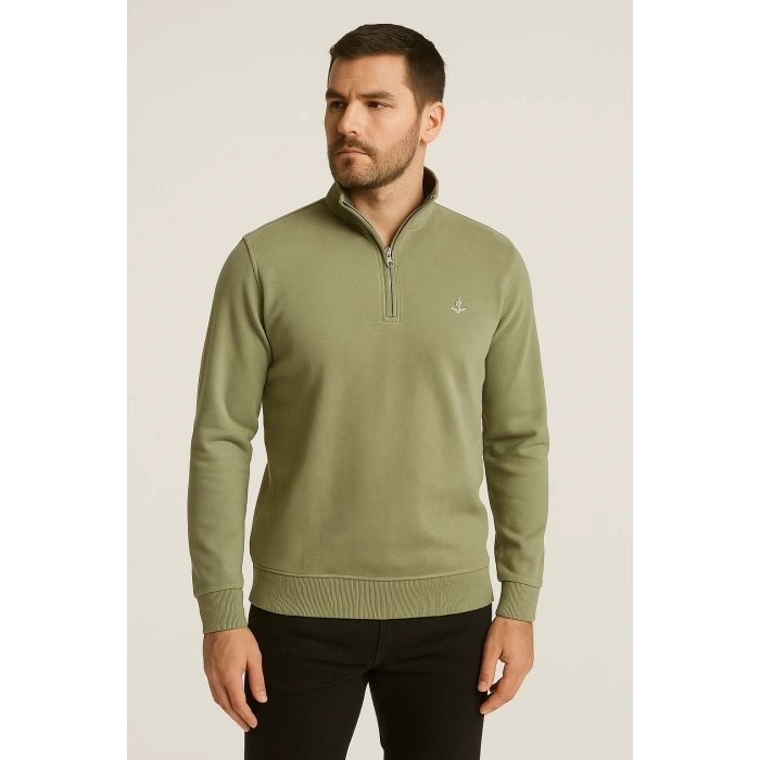 Balıkçı Yaka BC Fermuarlı Sweatshirt