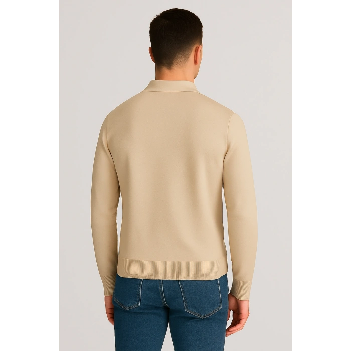 Merserize Fermuarlı Polo Yaka Tişört