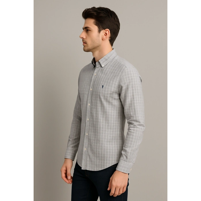 Çizgili Düğmeli Gömlek