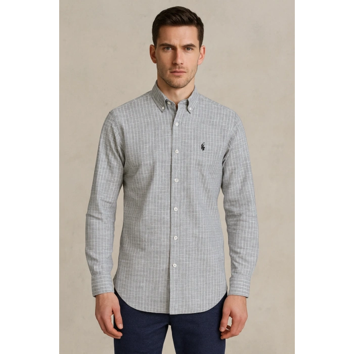 Çizgili Düğmeli Gömlek