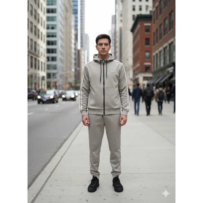 Kolları Şerit Detaylı Kapüşonlu Eşofman Takımı