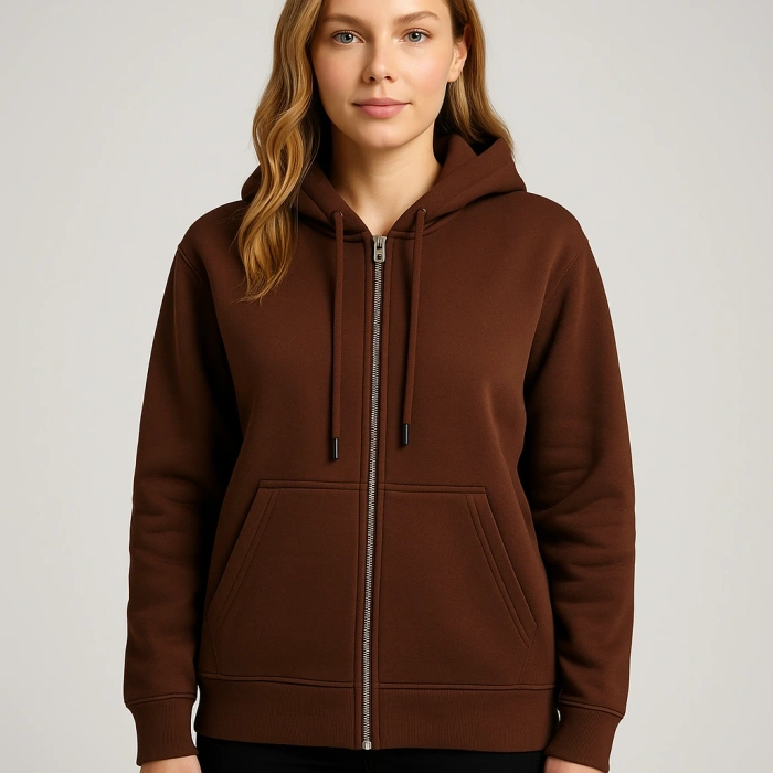 Fermuarlı ve cepli kapüşonlü sweatshrirt