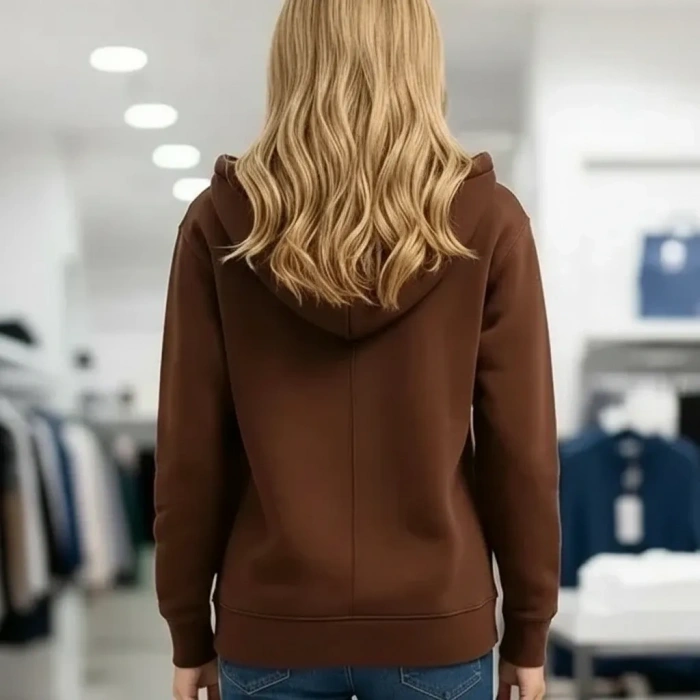 Fermuarlı ve cepli kapüşonlü sweatshrirt