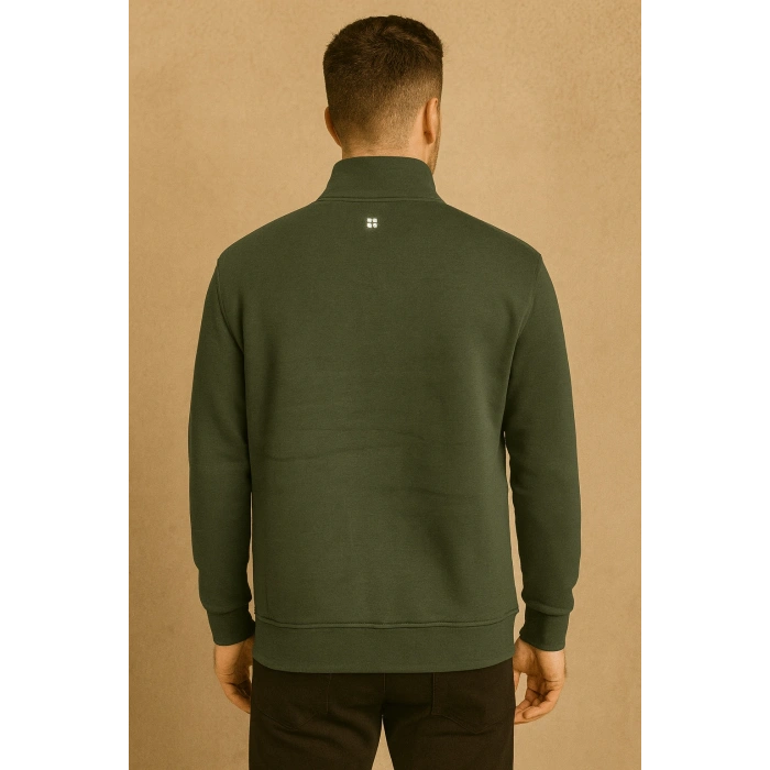 Balıkçı Yaka AV Fermuarlı Üç İplik Sweatshırt