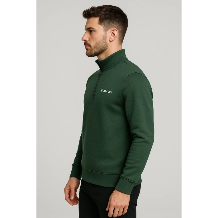 Balıkçı Yaka AV Fermuarlı Üç İplik Sweatshırt