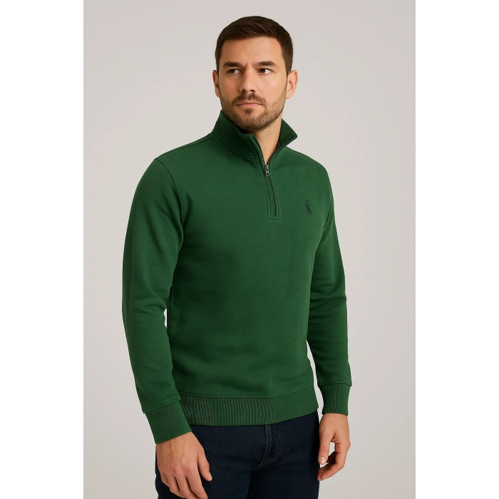 Fermuarlı Balıkçı Yaka Sweatshırt