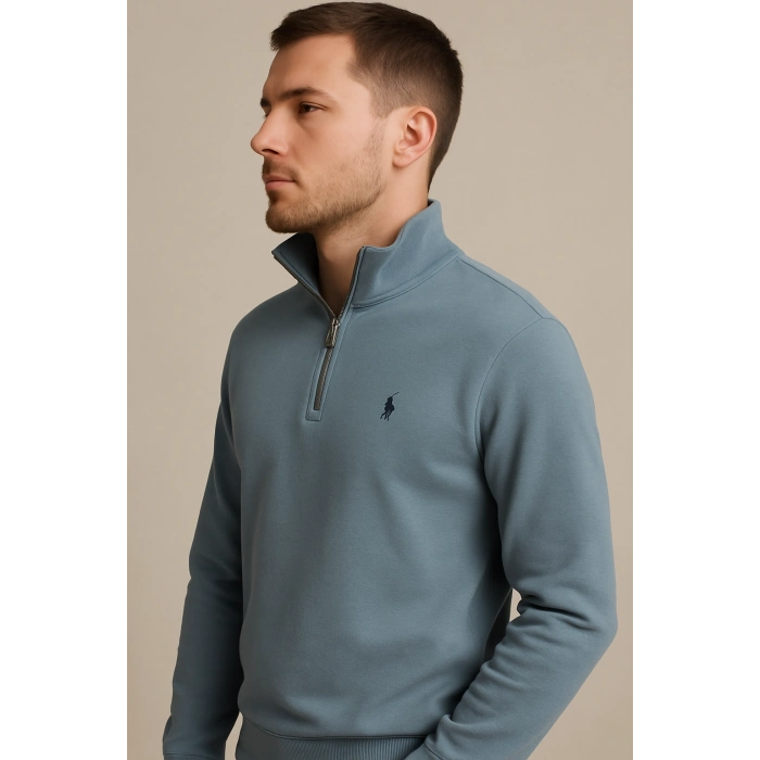 Fermuarlı Balıkçı Yaka Sweatshırt