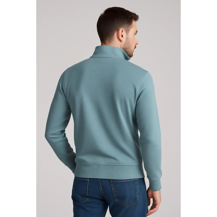 Fermuarlı Balıkçı Yaka Sweatshırt