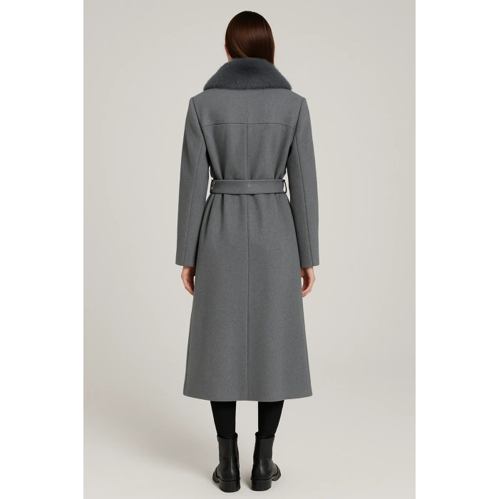 Kaşe Kürklü Düğmeli Kaban