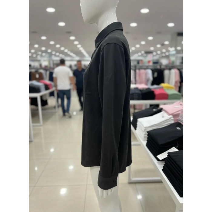 Süvet/Nubuk Deri Siyah Renk Gömlek