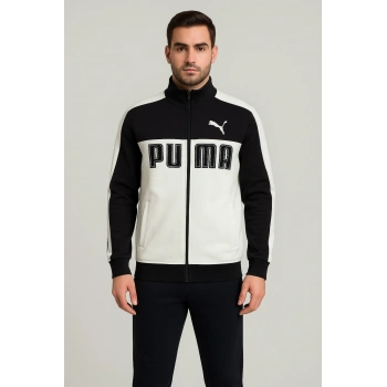 Kapüşonsuz, Fermuarlı, Önü Beyaz ve Arkası Siyah Sweat