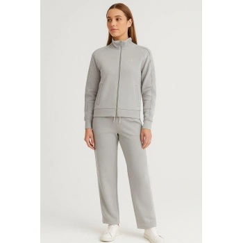 Fermuarlı Sade Renkli Eşofman Takımı