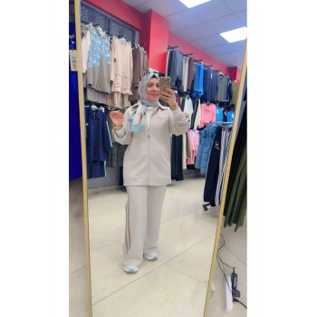 Yanları Çizgili Fermuarlı İkili Takım