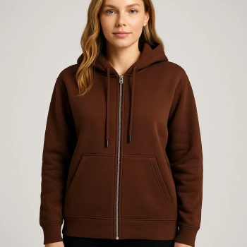 Fermuarlı ve cepli kapüşonlü sweatshrirt