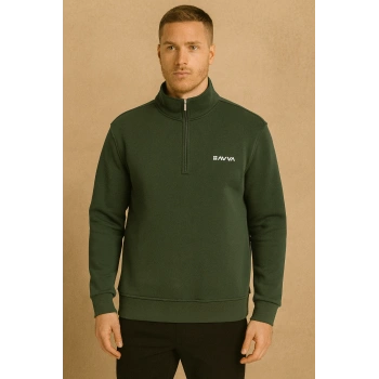 Balıkçı Yaka AV Fermuarlı Üç İplik Sweatshırt