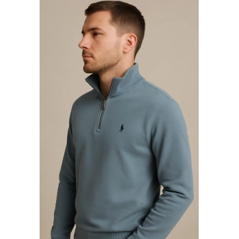 Fermuarlı Balıkçı Yaka Sweatshırt