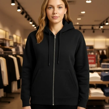 Fermuarlı ve cepli kapüşonlü sweatshrirt