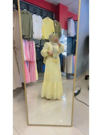 Sarı Astarlı Boydan Elbise