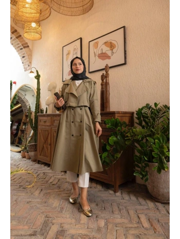 Üstü Ceket Detaylı Elbise Trençkot