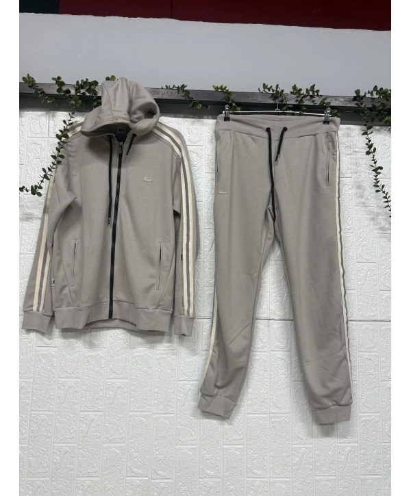 Kolları Şerit Detaylı Kapüşonlu Eşofman Takımı