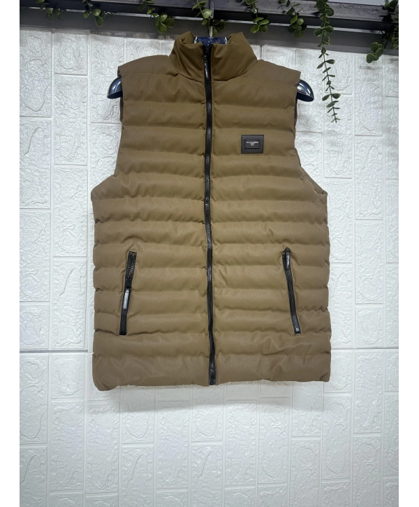 Balıkçı Yaka Fermuarlı ve Cepli Kolsuz Yelek