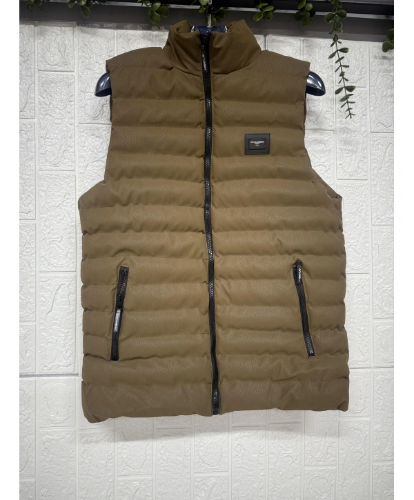 Balıkçı Yaka Fermuarlı ve Cepli Kolsuz Yelek