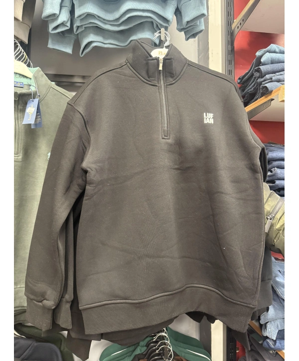 Balıkçı Yaka Fermuarlı Üç İplik Sweatshırt