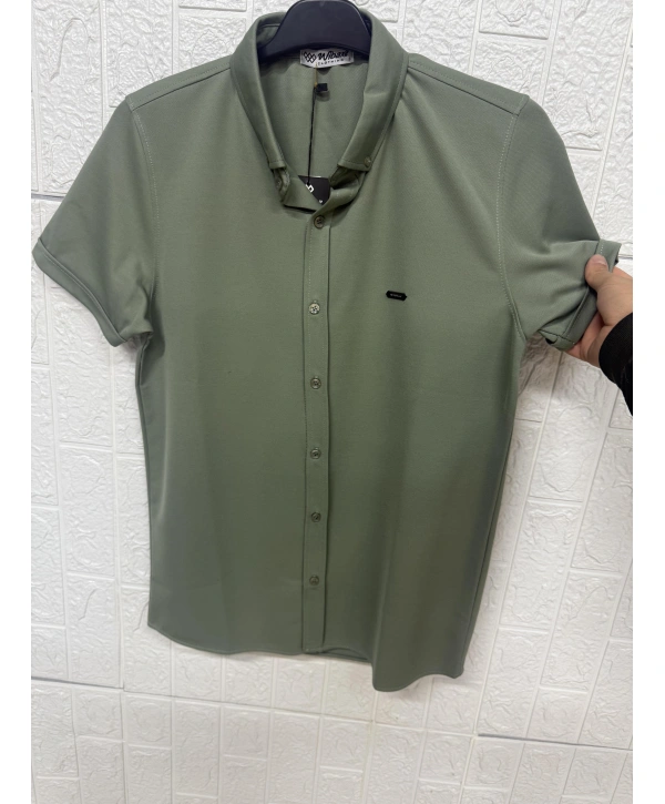 Bürümcük Doku Pike Kısa Kollu Gömlek